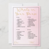 Wat zit er in je tas Roze Ombre Bruidsdouche Kaart (Voorkant)