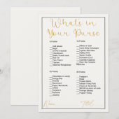 Wat zit er in je tas van wit Vrijgezellenfeest Kaart (Voorkant / Achterkant)