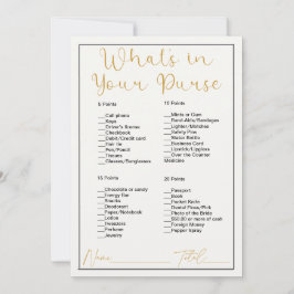 Wat zit er in je tas van wit Vrijgezellenfeest Kaart