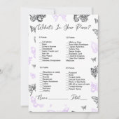 Wat zit er in je tas vlinder Vrijgezellenfeest Kaart (Voorkant)