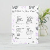 Wat zit er in je tas vlinder Vrijgezellenfeest Kaart (Staand voorkant)