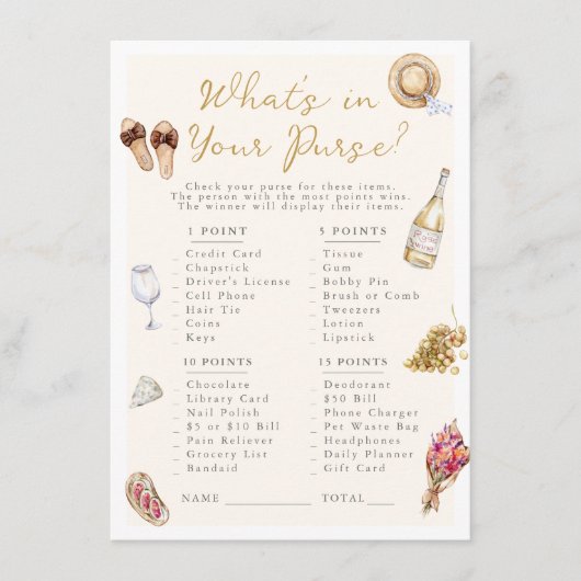 Wat zit er in je tas? Wijnmakerij Picknick Bachelo Informatiekaartje (Voorkant)