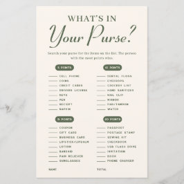 Wat zit er in je tas Winter Baby shower Game