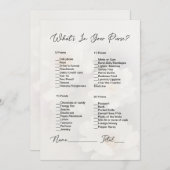 Wat zit er in je tas wit bloemig Vrijgezellenfeest Kaart (Voorkant / Achterkant)