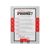 Wat zit er in je telefoon Firetruck Baby shower sp Notitieblok (Linkerzijde)