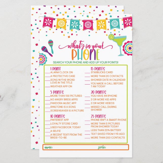 Wat zit er in je telefoonspel - Fiesta WH (Voorkant / Achterkant)