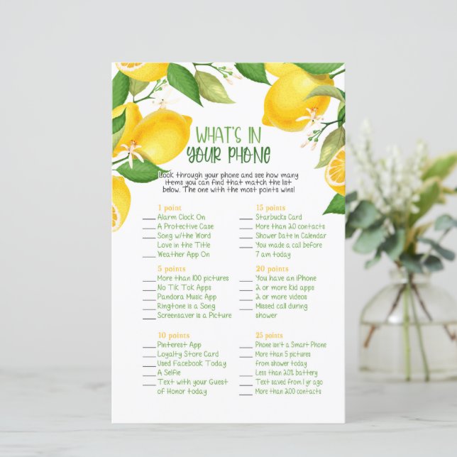 Wat zit er in je telefoonspel - Lemon (Staand voorkant)