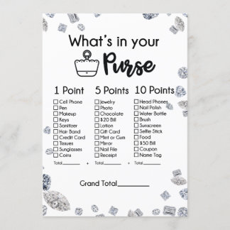 Wat zit er in jouw Purse Vrijgezellenfeest spel Kaart