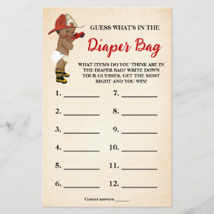 Wat zit er in luiertas AA Fireman Shower Game Kaar Flyer