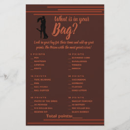 Wat zit er in uw Bag Shower Game Card Dark Flyer