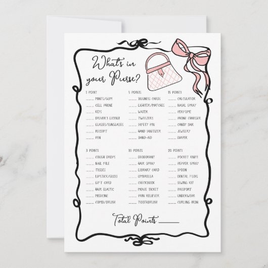 Wat zit er in uw handtas getekende boog bruids spe kaart (Voorkant)