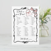 Wat zit er in uw handtas getekende boog bruids spe kaart (Staand voorkant)