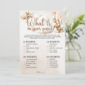 WAT ZIT ER IN UW PORTEMONNEE Baby shower Spel Scha Kaart (Staand voorkant)