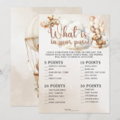 WAT ZIT ER IN UW PORTEMONNEE Baby shower Spel Scha Kaart (Voorkant / Achterkant)