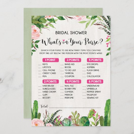 Wat zit er in uw portemonnee Fiesta Vrijgezellenfe Kaart (Voorkant / Achterkant)