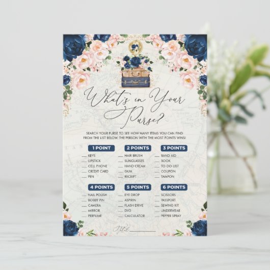 Wat zit er in uw portemonnee Navy Travel Bridal Ga Kaart (Staand voorkant)