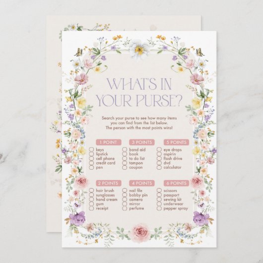 Wat zit er in uw portemonnee Vrijgezellenfeest Gam Kaart (Voorkant / Achterkant)