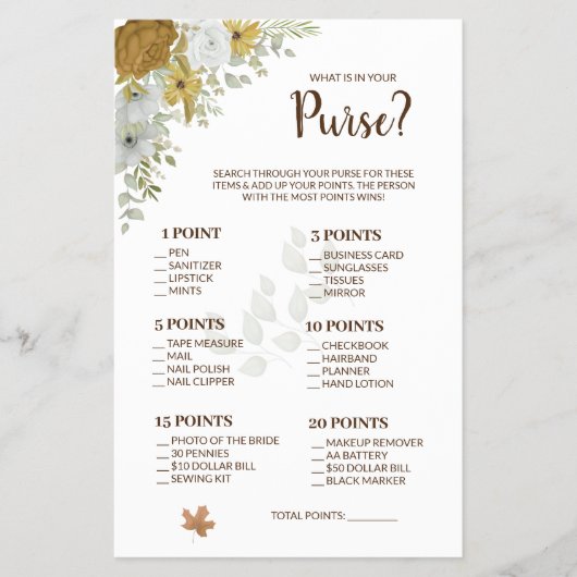 Wat zit er in uw Purse Boho Autumn Shower Game Kaa Flyer (Voorkant)
