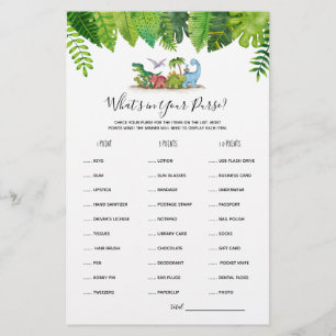 Wat zit er in uw Purse Dinosaur Baby shower Game