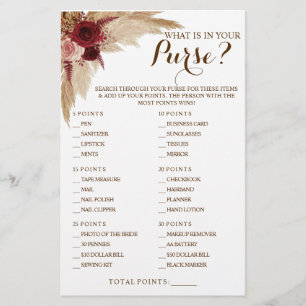 Wat zit er in uw Purse Pampas Shower Game-kaart? Flyer