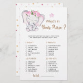 Wat zit er in uw tas Baby Elephant Baby shower (Voorkant / Achterkant)