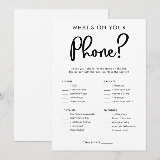 Wat zit er op je telefoon met baby shower? kaart (Voorkant / Achterkant)