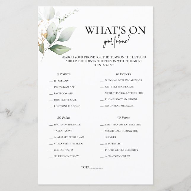 Wat zit er op je telefoon met groen vrijgezellenfe (Voorkant)