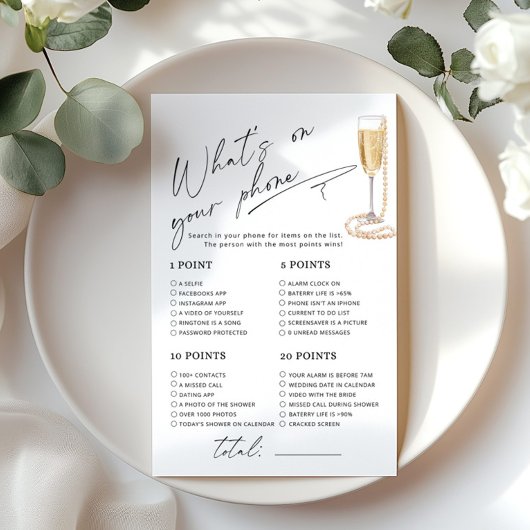 Wat zit er op je telefoon Parels en Prosecco spel