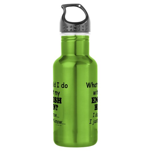 Wat zou ik doen, Engelse Horn Waterfles (Achterkant)