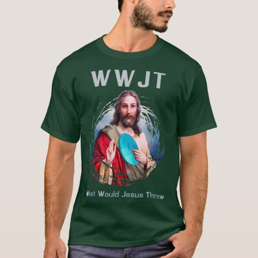 Wat zou Jesus gooien Grappige Disc Golf T Mannen T-shirt (Voorkant)