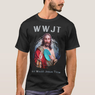 Wat zou Jezus beschietende schimmelschijf Golf-Man T-shirt