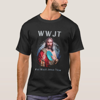Wat zou Jezus gooien Funny Disc Golf Mannen Vrouwe T-shirt