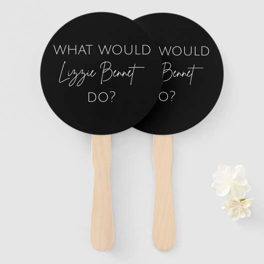 Wat zou Lizzie Bennet doen? Handwaaier (Voorkant en achterkant)