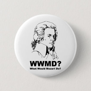 Wat zou Mozart doen? Ronde Button 5,7 Cm