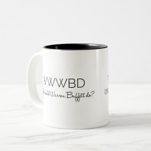 Wat zou Warren Buffett doen? Tweekleurige Koffiemok (Voorkant links)