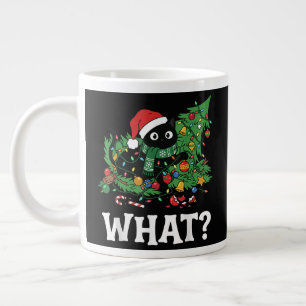 Wat Zwart Kat Grappige Kerstboom Grote Koffiekop
