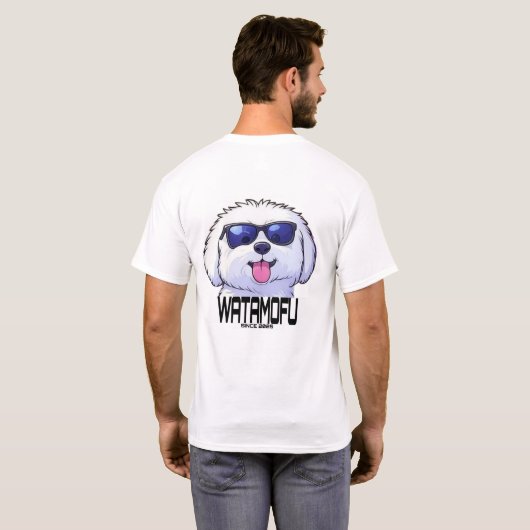 WATAMOFU Pop‑Art Bichon Frise T-Shirt (Achterkant volledig)