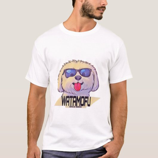 WATAMOFU Pop‑Art Bichon Frise T-Shirt (Voorkant)