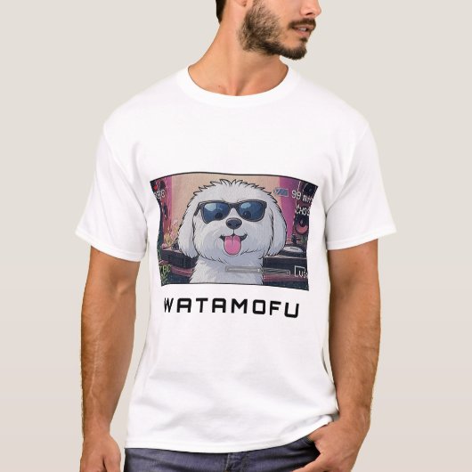WATAMOFU Pop‑Art Bichon Frise T-Shirt (Voorkant)