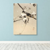 Watanabe Seitei Bird on a Flowering Branch Canvas Afdruk (Insitu (Houten vloer))