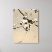 Watanabe Seitei Bird on a Flowering Branch Canvas Afdruk (Voorkant)