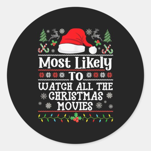 Watch All The Christmas Movies - Family Xmas Match Ronde Sticker (Voorkant)
