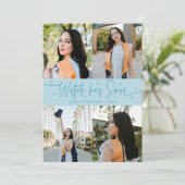 Watch Her Soar Multi Foto Turquoise Afstudeercadea Aankondiging (Staand voorkant)