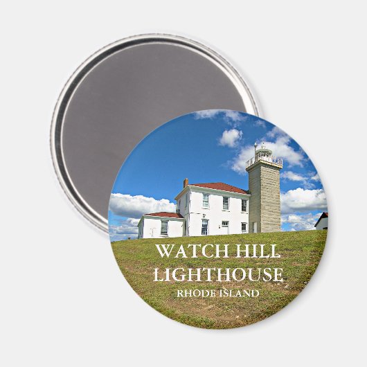 Watch Hill Lighthouse, Rhode Island Round Magnet (Voorkant / Achterkant)