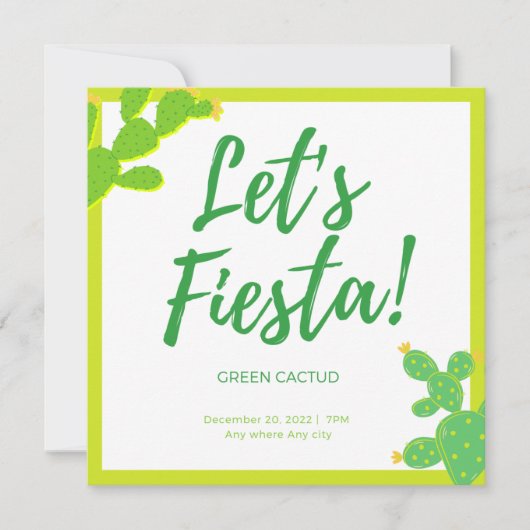 Watch Me Grow Green Cactus Succulent Fiesta Favor Kaart (Voorkant)