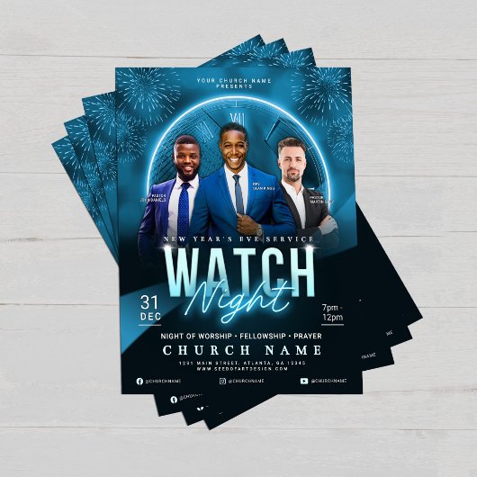 Watch Night New Year's Eve Church Service Flyer