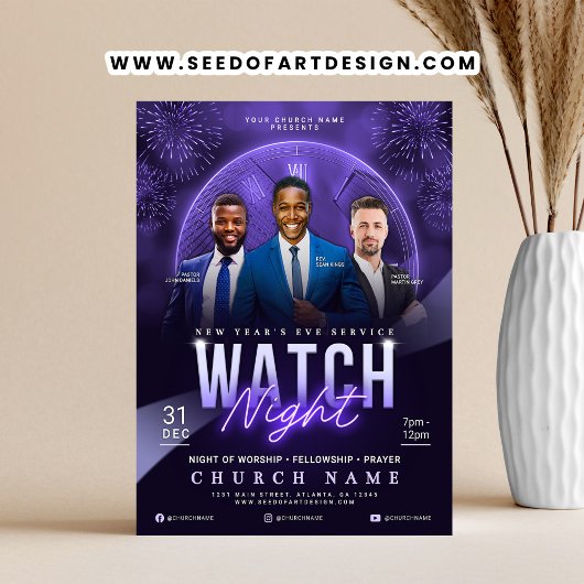 Watch Night New Year's Eve Church Service Flyer