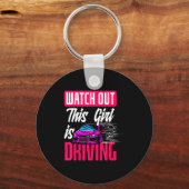 Watch Out This Girl Is Driving Funny New Driver  Sleutelhanger (Voorkant)