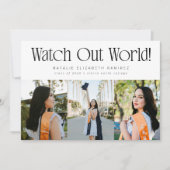 Watch Out World Multi Photo Graduation Aankondiging (Voorkant)