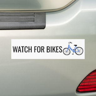 WATCH VOOR BIKES Cute Blue Bicycle Cyclist Bumpersticker